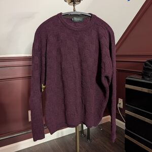 GREENWICH Hong Kong Vintage Check Knit Magenta Sweater Large